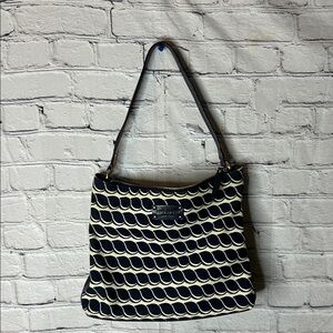 Kate Spade Sail Away With Me Serena canvas crossbody purse. Navy and cream
